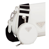 Prada - Women's Triangle Plaque Smooth Leather Round Mini Pouch