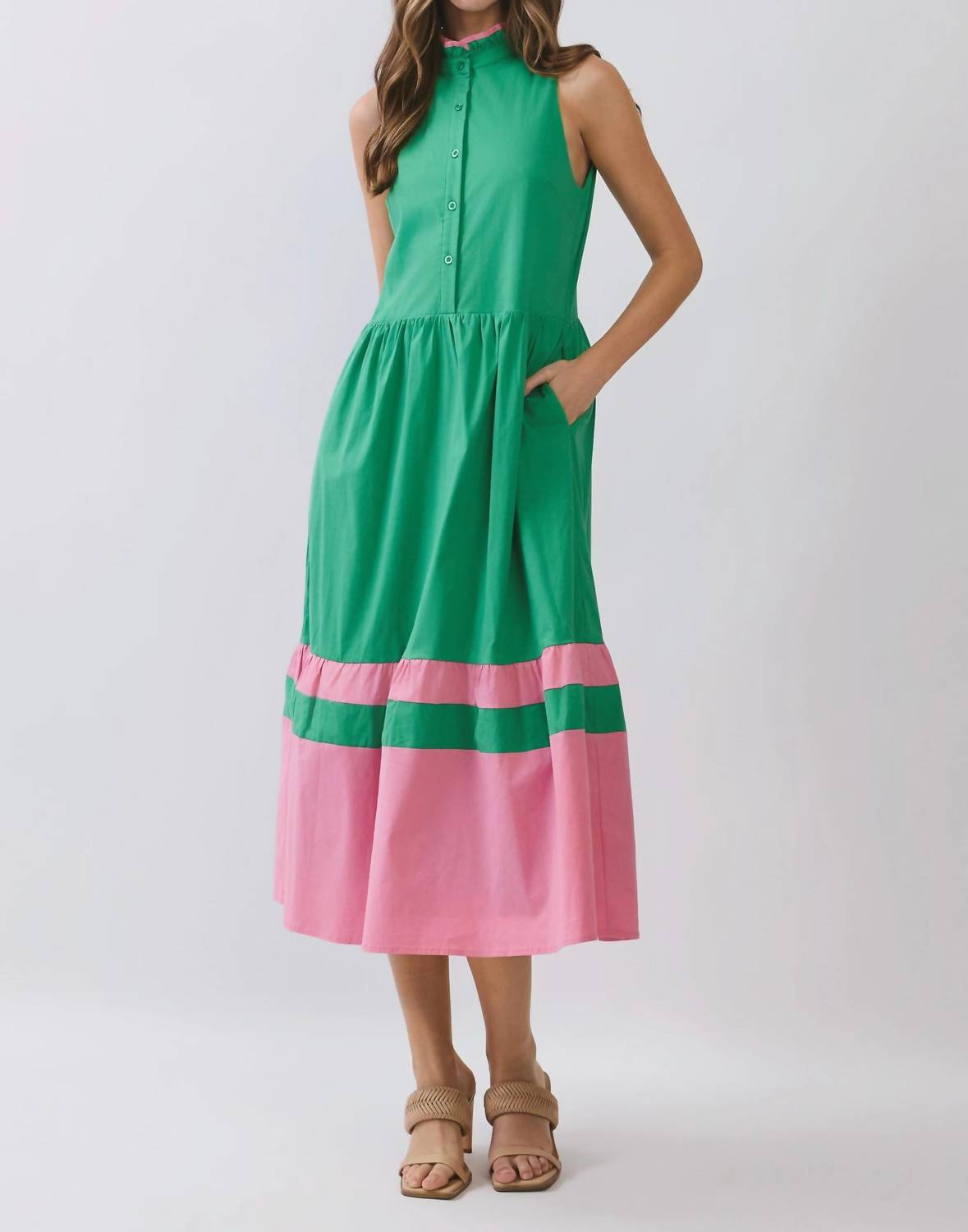 Tcec - Maryanne Color Block Midi Dress