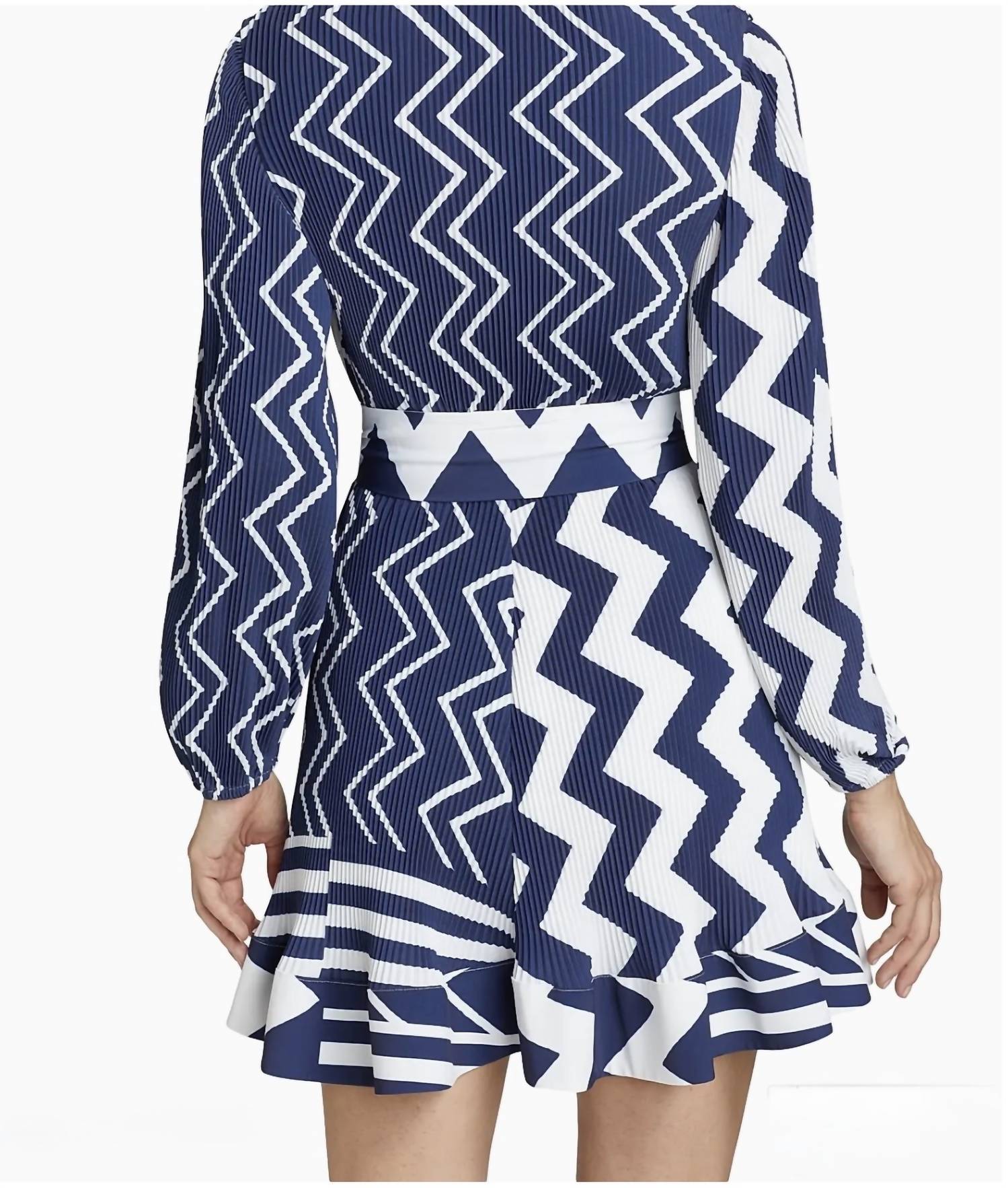 Milly - Women's Liv Patchwork Chevron Pleated Dress