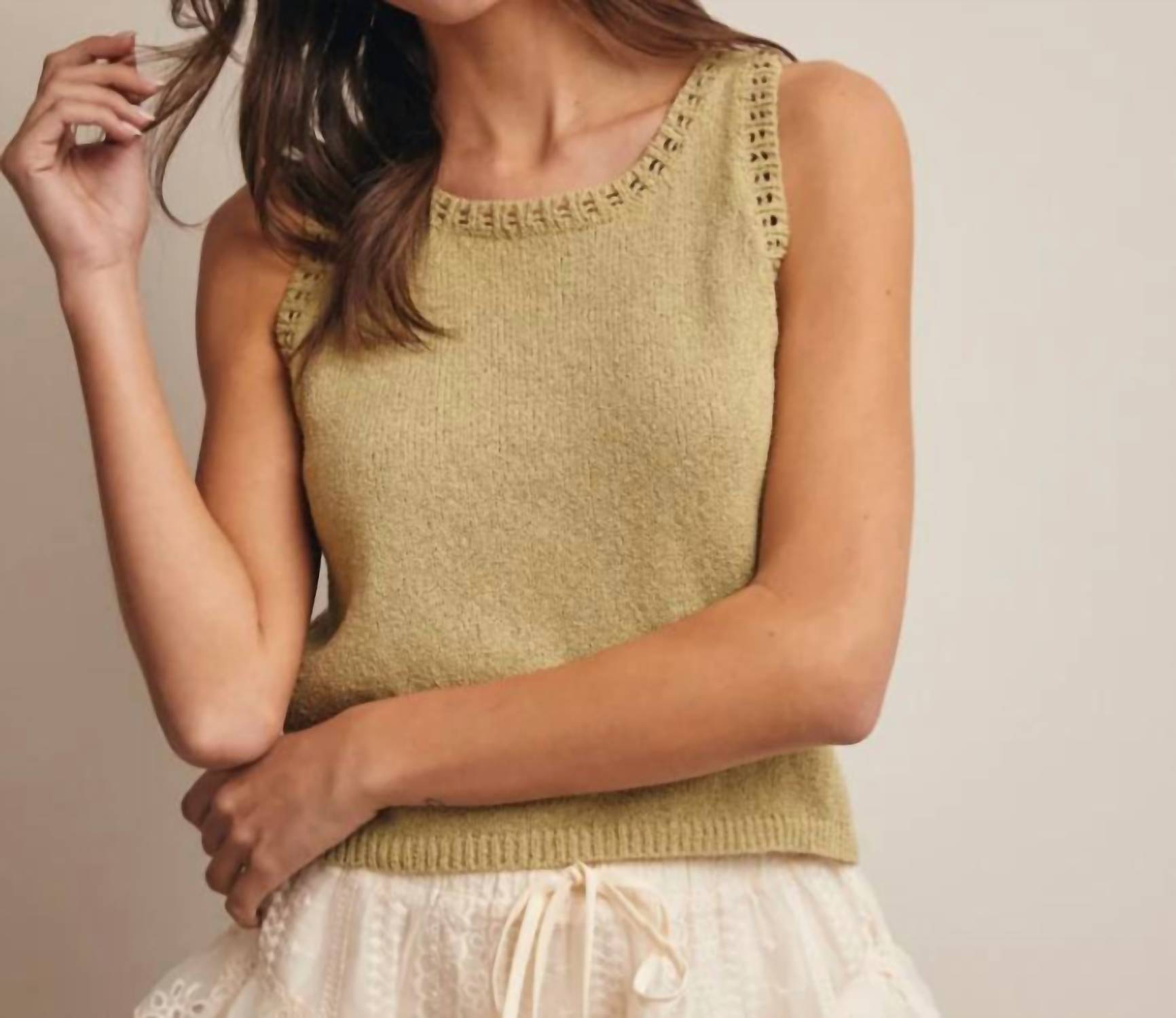 Listicle - Crochet Trim Knit Tank Top