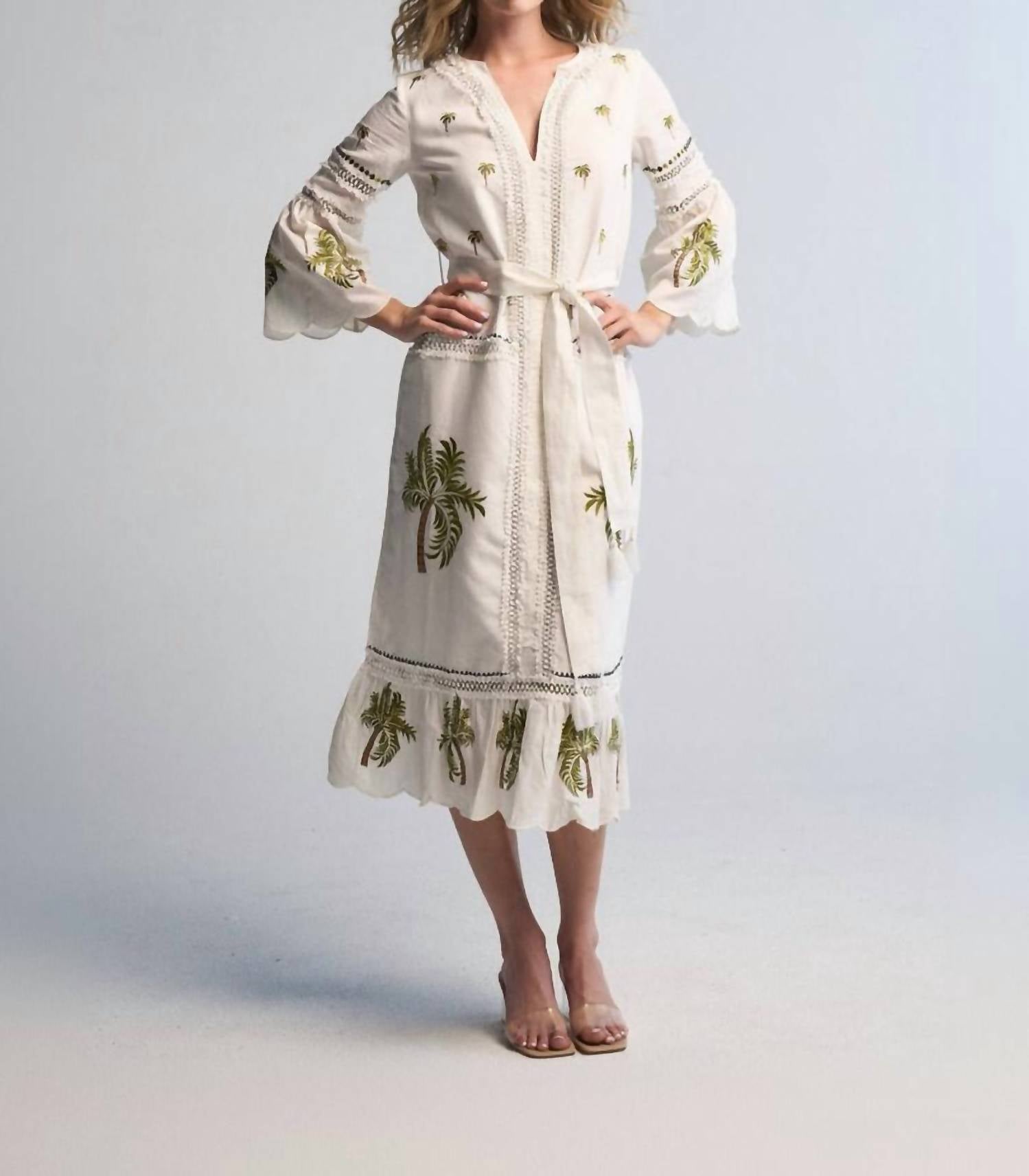 Guadalupe Design Women's Tania Palm Dress in white - women's dress