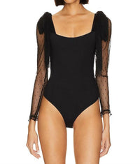 Free People Tongue Tied Bodysuit in black - women's shirt