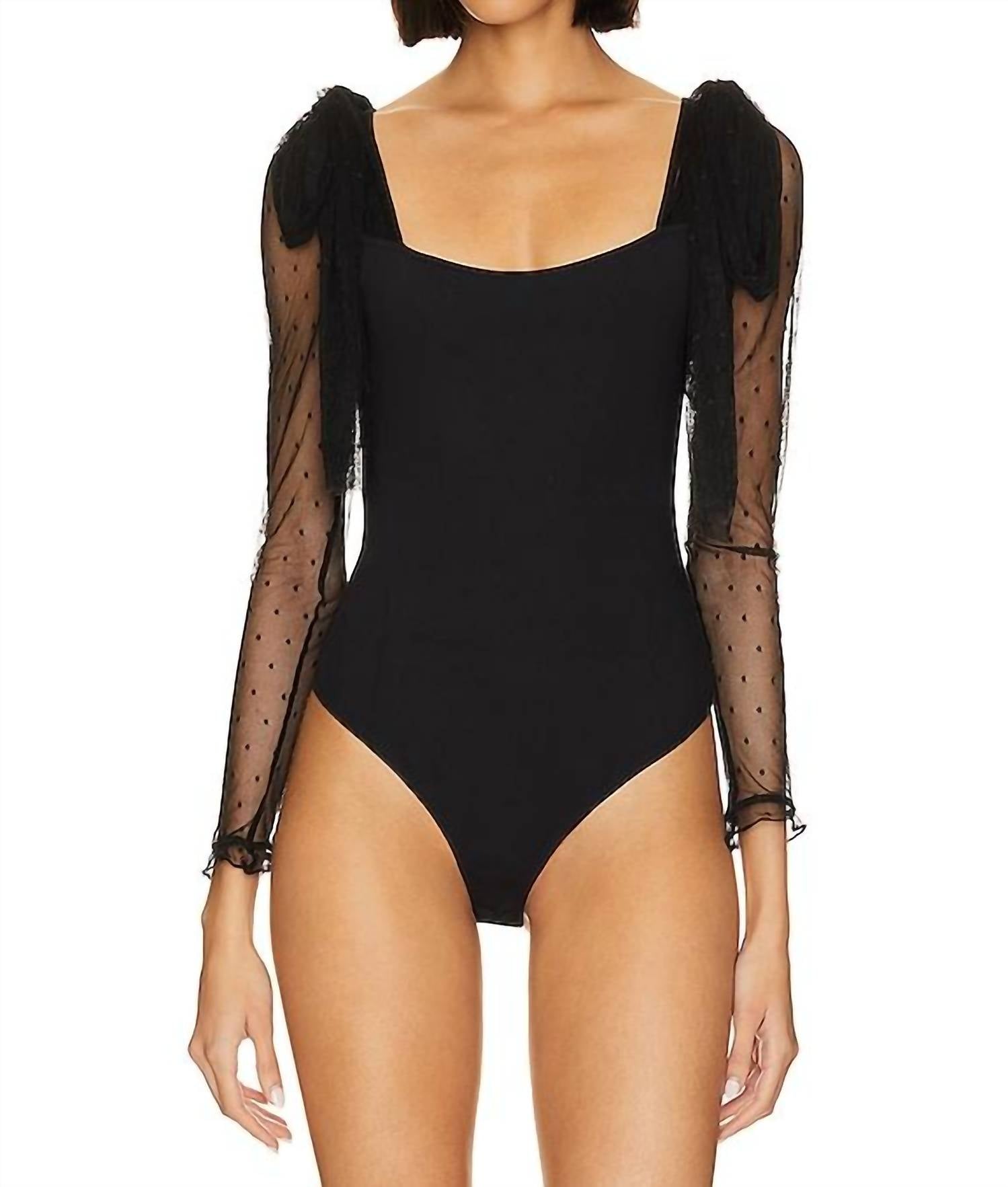 Free People Tongue Tied Bodysuit in black - women's shirt