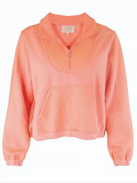 Simply Southern Quarter Zip Sweatshirt in coral - women's top - detail view