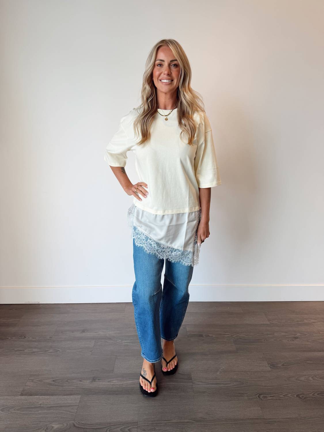 Mccolin - Rio Asymmetrical Lace Tee