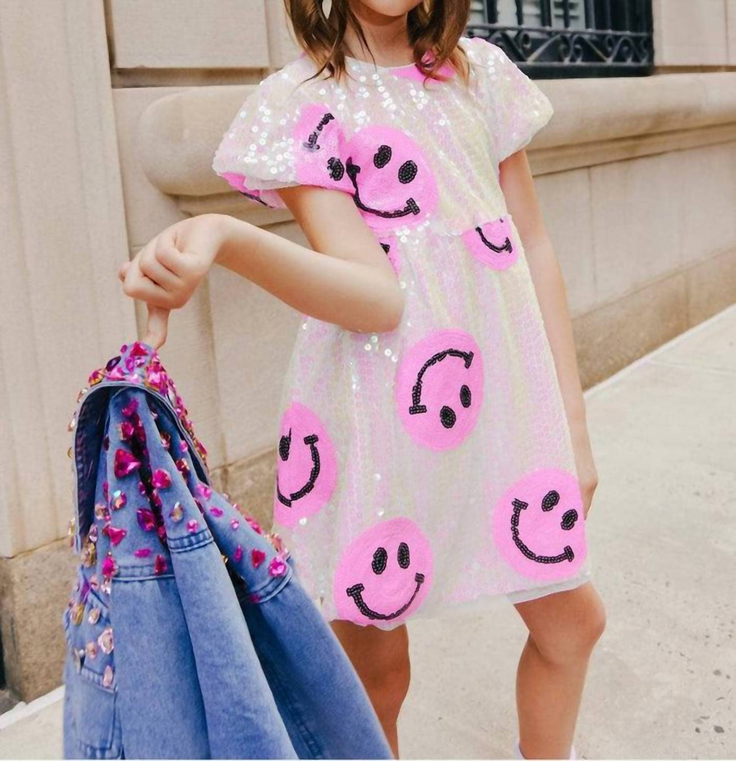 Lola + The Boys - Kid's Pinkie Happy Emoji Dress