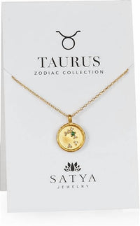 Satya Jewelry Unisex Taurus Zodiac Emerald Necklace in gold - women's jewelry - alternate view