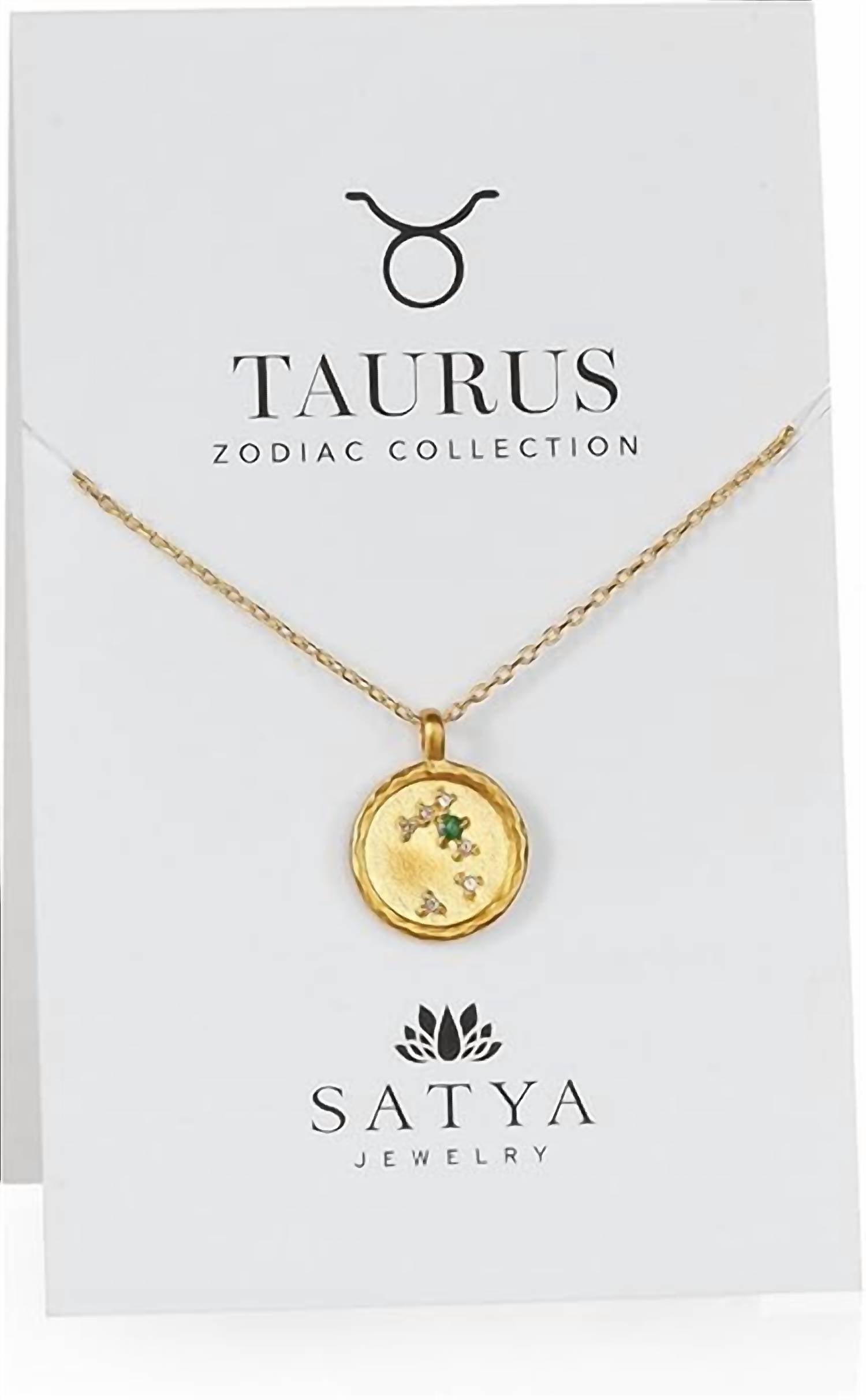 Satya Jewelry Unisex Taurus Zodiac Emerald Necklace in gold - women's jewelry - alternate view