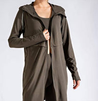 RAE MODE Long Hooded Active Jacket - Plus Size in olive - women's jacket - alternate view