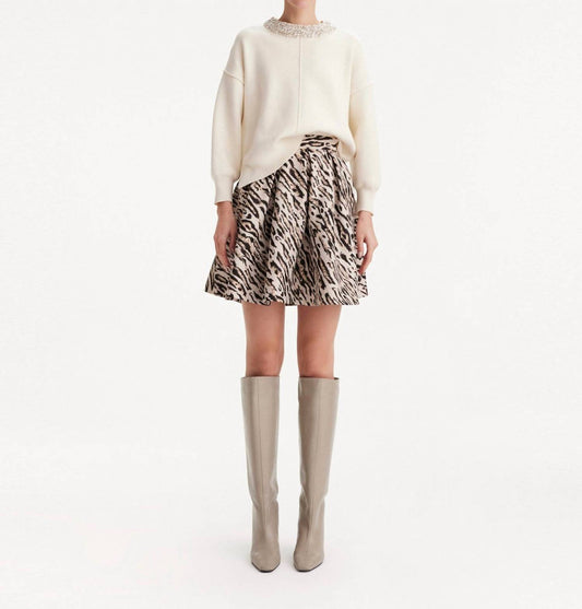 Theo The Label - Tyche Jacquard Short Pleated Skirt