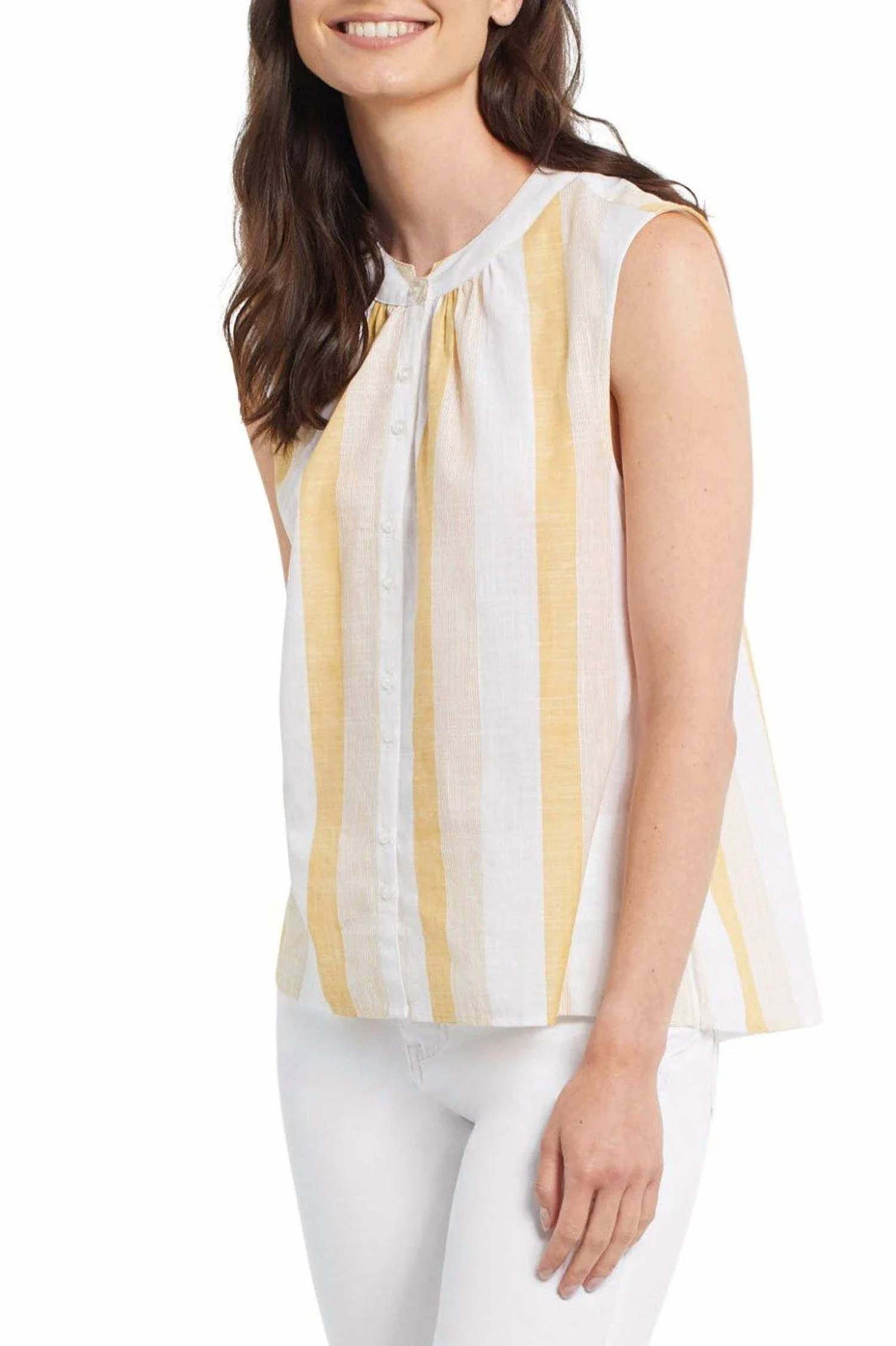 Tribal - Sleeveless Button Front Top