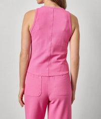 Lilla P Shirttail Hem Tank Top in dahlia - women's tank top - alternate view