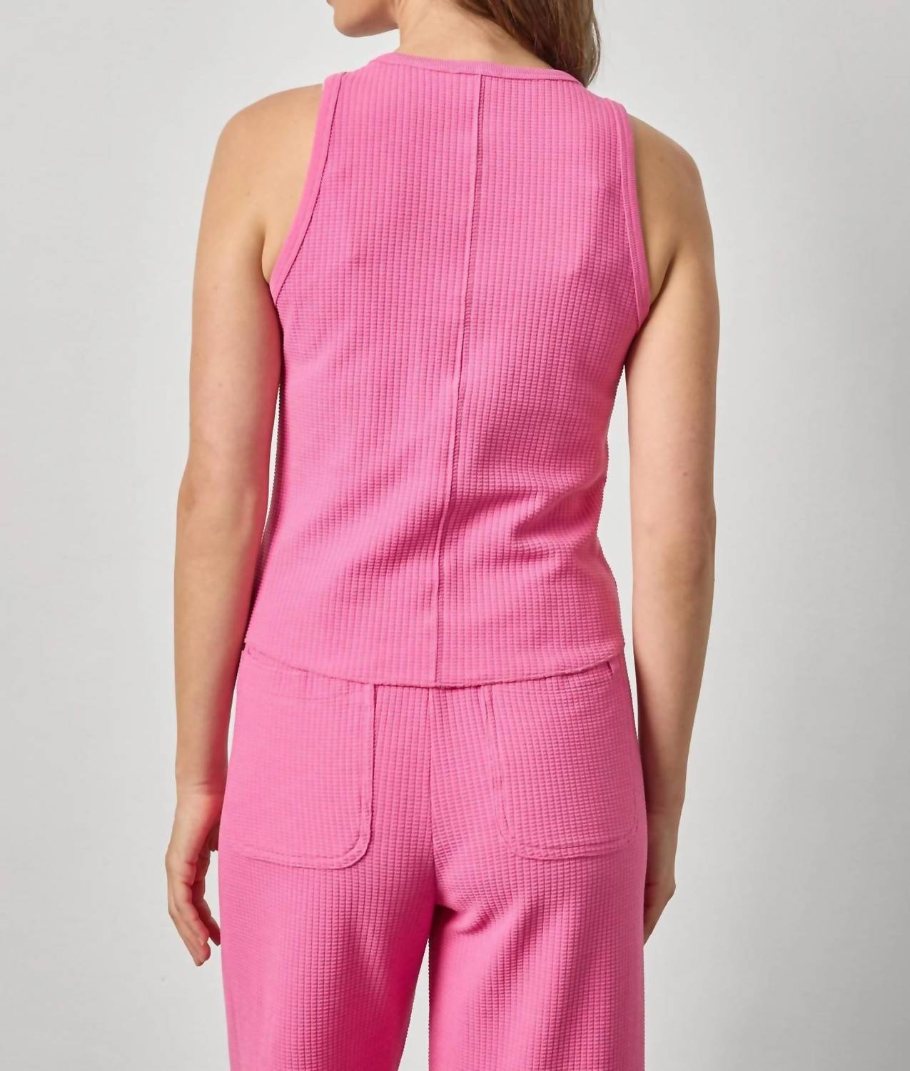Lilla P Shirttail Hem Tank Top in dahlia - women's tank top - alternate view