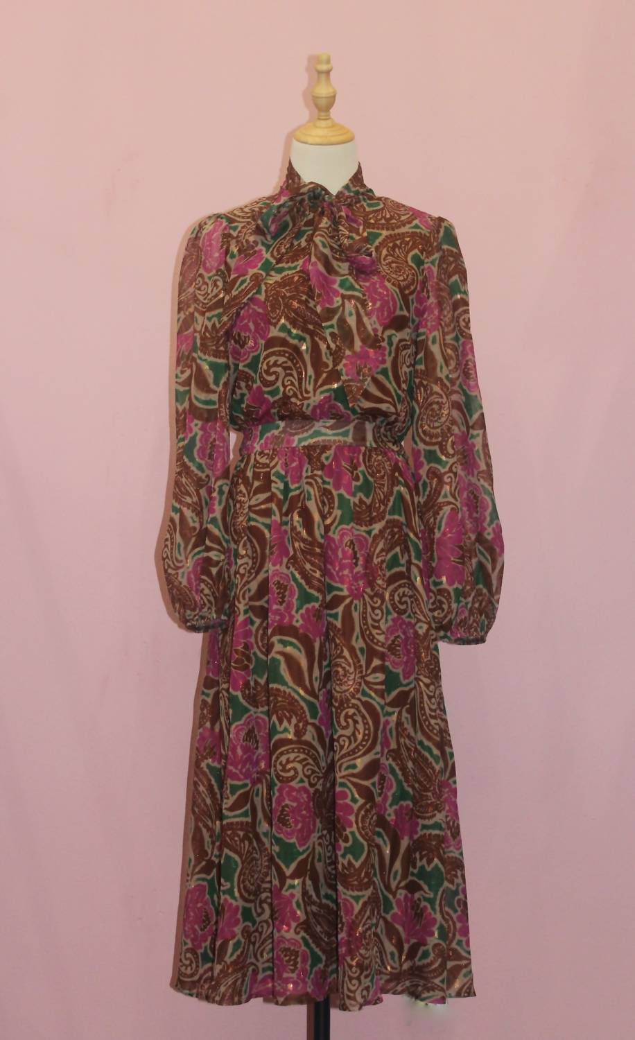 FLYING TOMATO A Printed Woven Midi Dress in green brown - women's dress