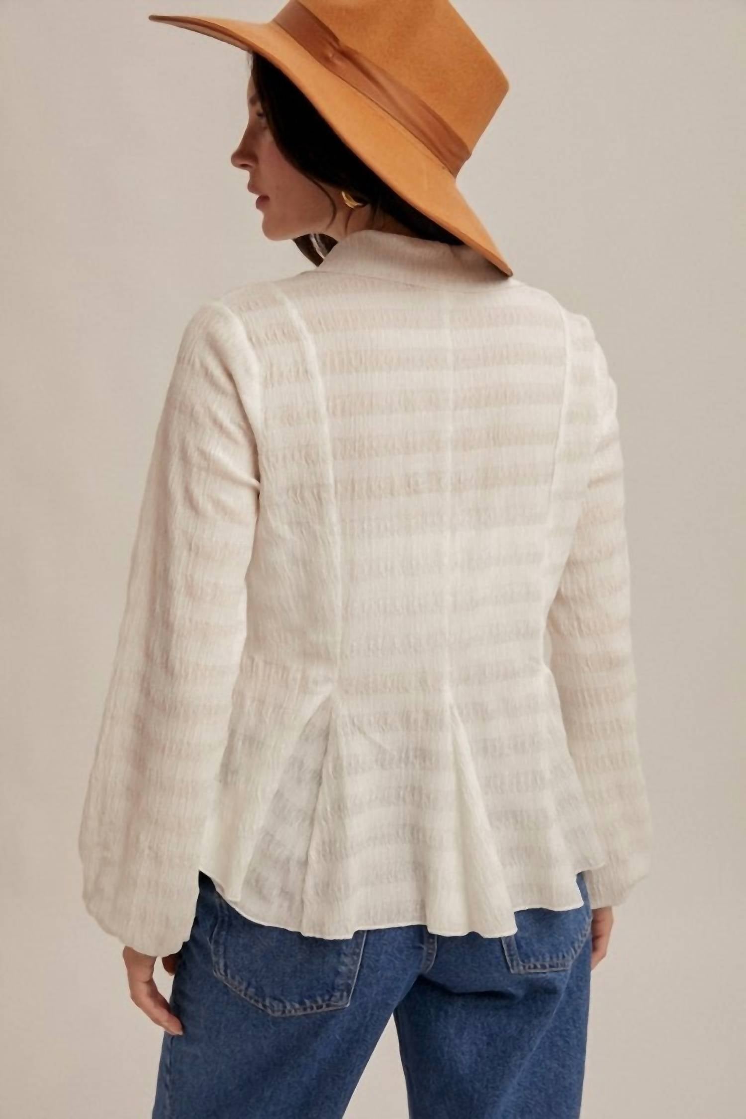 Hem & Thread - Texture Knit Buttoned Blouse