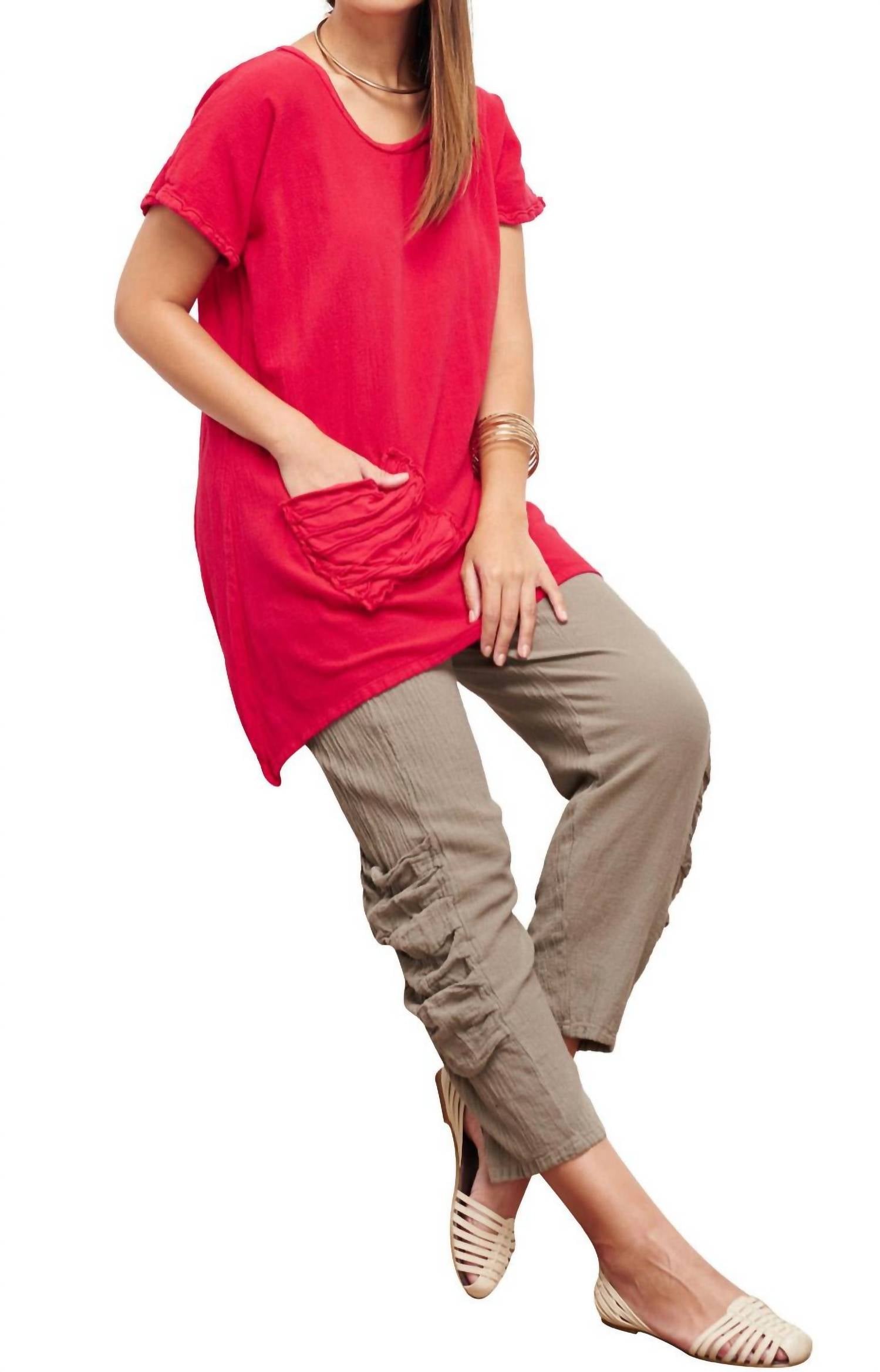 Oh My Gauze! Faith Top in crimson - women's blouse - detail view