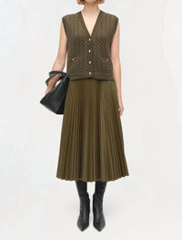 SIMKHAI Perrie Cashmere Vest in olive - women's jacket - detail view