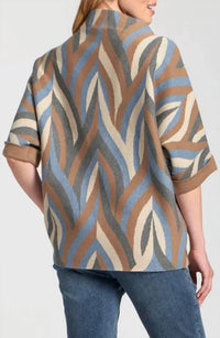 Apny - Interlacing Lines Cowl Neck Sweater