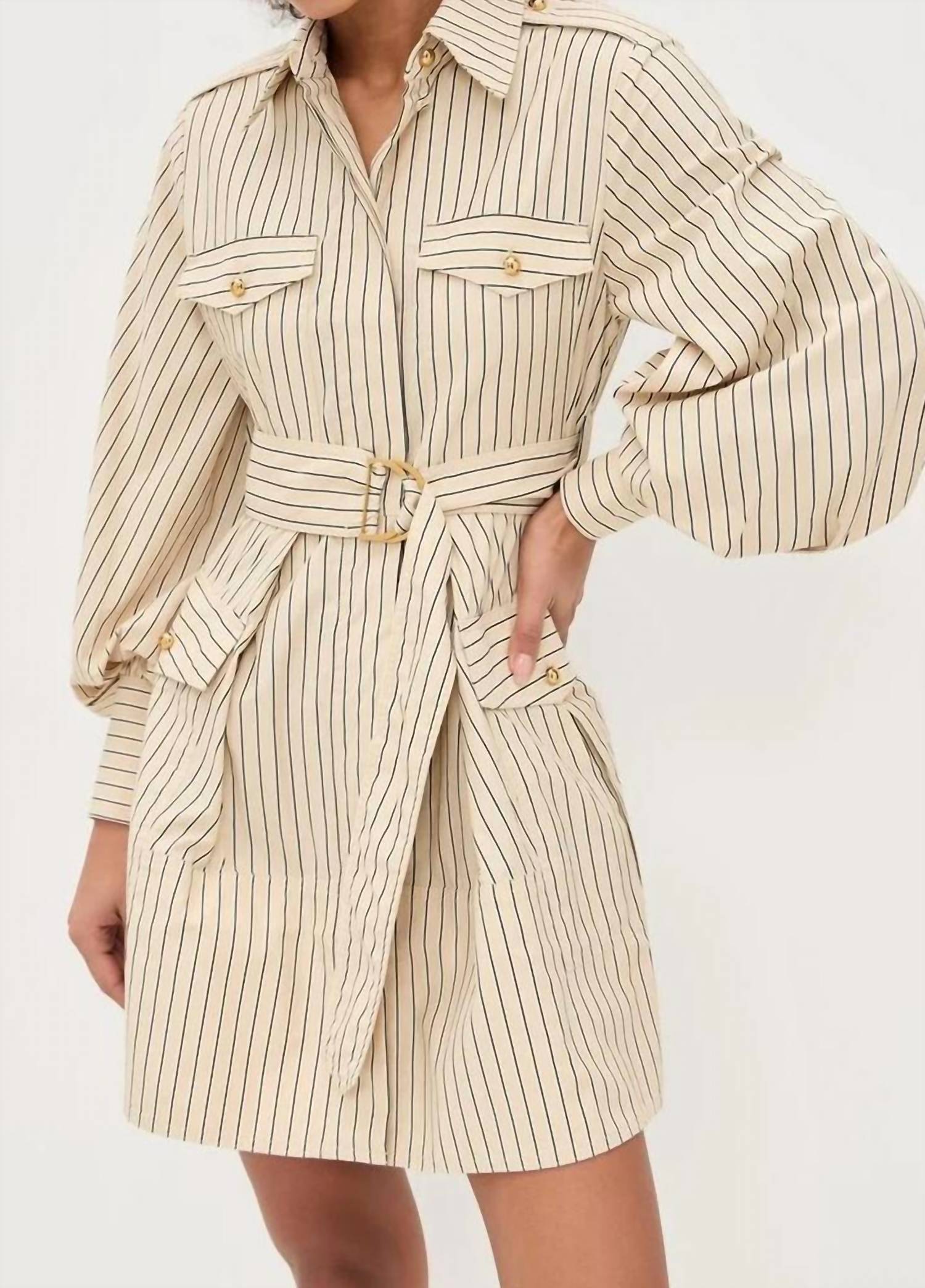 Zimmermann Utility Mini Dress in almond stripe - women's dress