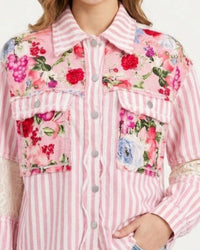 Pol - Floral Stripe Button Down Shirt