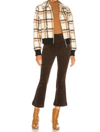 SPRWMN Crop Flare Corduroy Pant in dark chocolate - women's pants - view 4