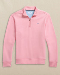 SOUTHERN TIDE Men's Sandy Cove Pique Quarter Zip Sweatshirt in sea pink - men's shirt
