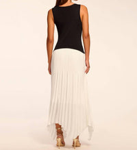 Ramy Brook Davinia Knit Combo Pleated Maxi Dress in ivory - women's dress - alternate view