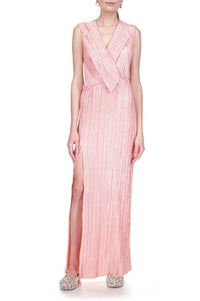 Marina Moscone - V-neck Foldover Long Dress