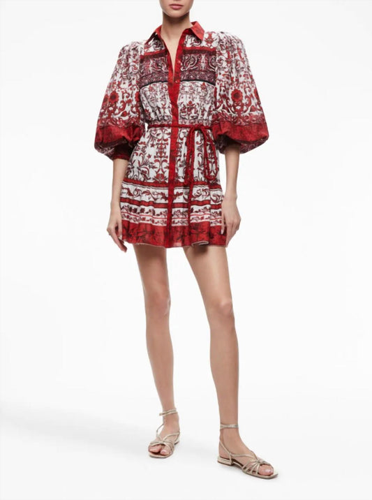 Alice + Olivia - Tiffie Blouson Sleeve Mini Dress