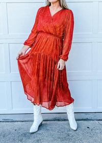 Hayden La - Going Somewhere Lurex Ribbed Long Sleeve Surplice Dress