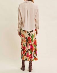 In February Sunday Sangria Midi Skirt in retro floral - women's skirt - alternate view