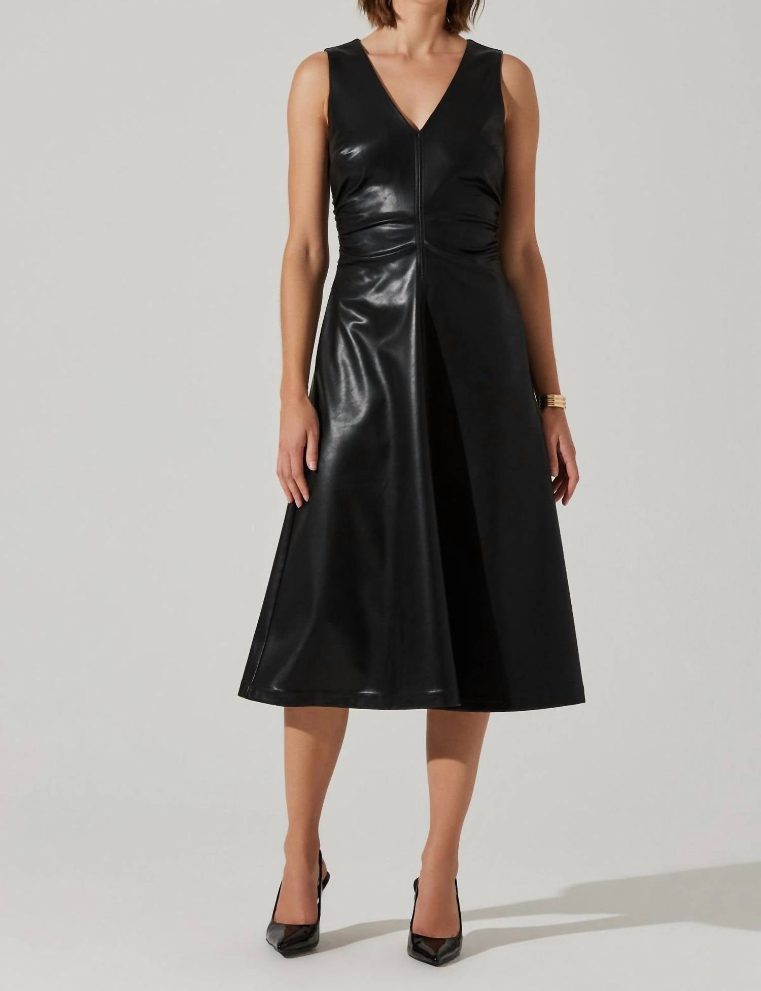 Astr - Omaira Faux Leather Midi Dress