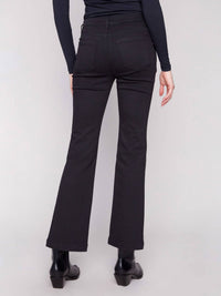 Charlie B - Flare Leg Stretch Twill Pants With Buttons