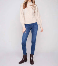 Charlie B - Mockneck Sweater With Sequin Detail