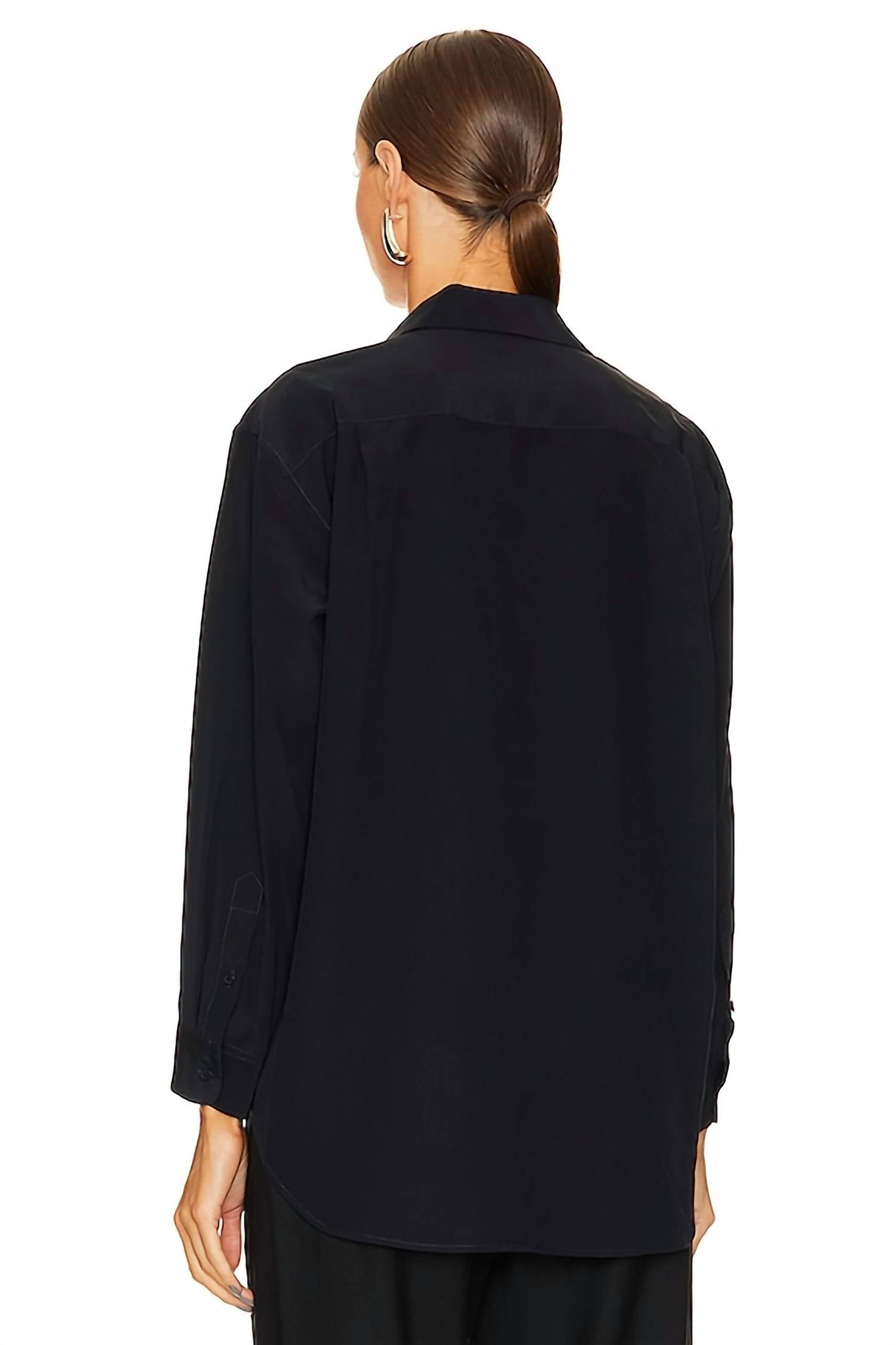NILI LOTAN Ellias Shirt in dark navy - women's shirt - alternate view