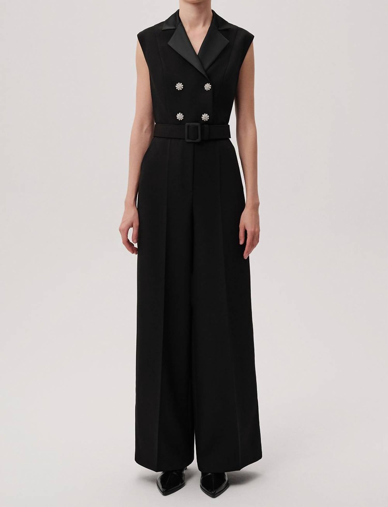EXQUISE Onyx Sleeveless Jumpsuit in black 1 - women's pants - view 5