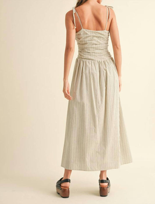 Miou Muse - Evelyn Striped Tie Strap Midi Dress