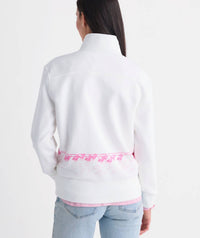 vineyard vines Kentucky Derby Surf Terry Shep Shirt in white - women's long sleeve top - detail view