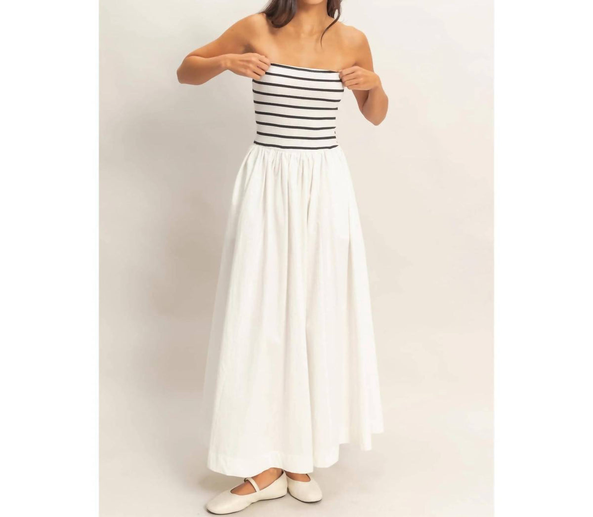 Hyfve - Striped Strapless Flowy Dress