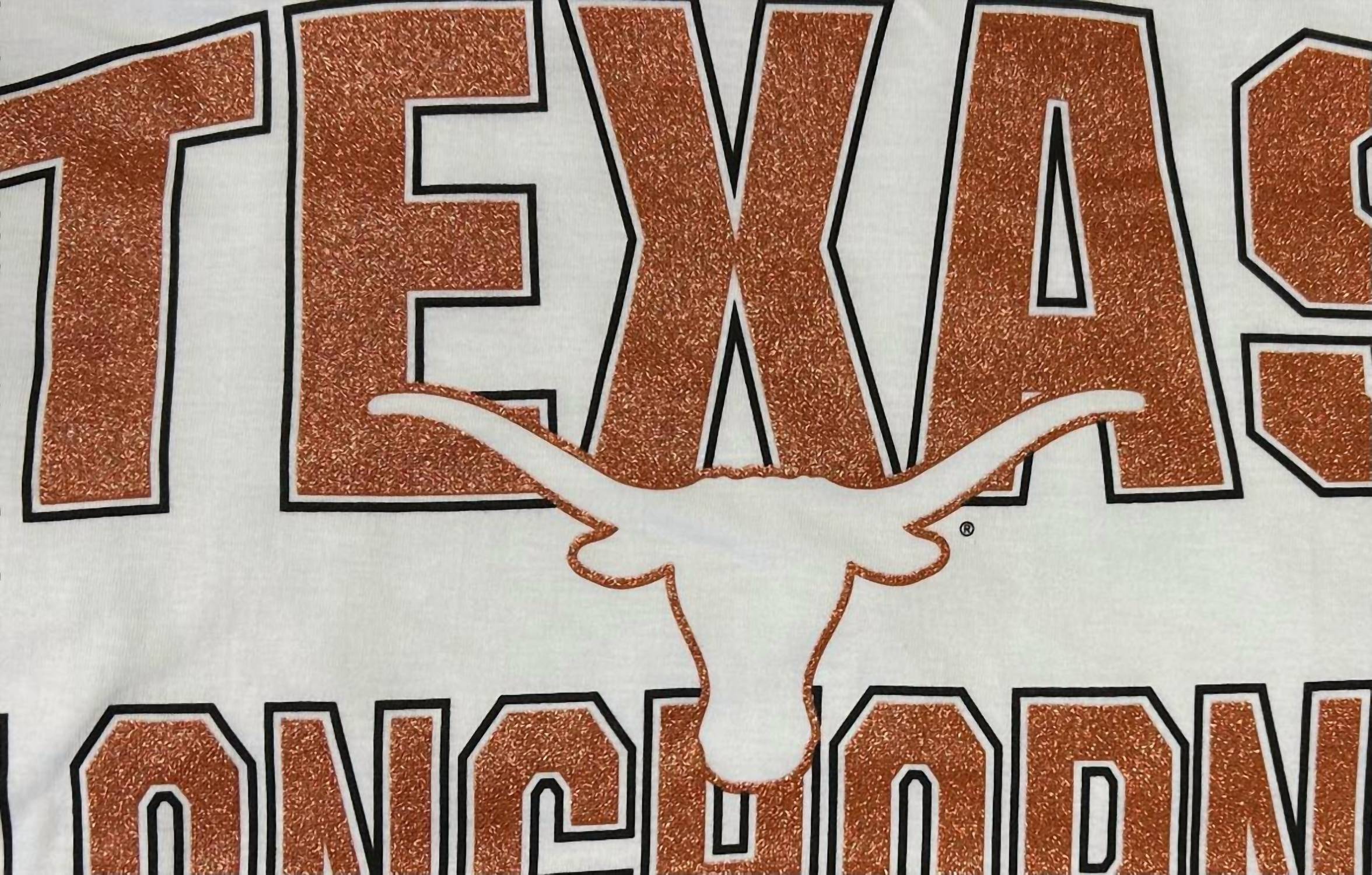 Pressbox - Texas Longhorns "Maxima Glitter" Short Sleeve Crew Neck Top