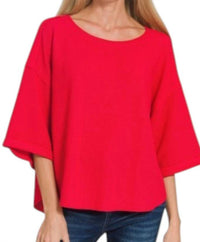 Zenana - Double Knit Three Quarter Sleeve Top