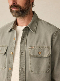 Faherty Sunwashed Canvas Cpo Shirt in aspen olive - men's shirt - view 4