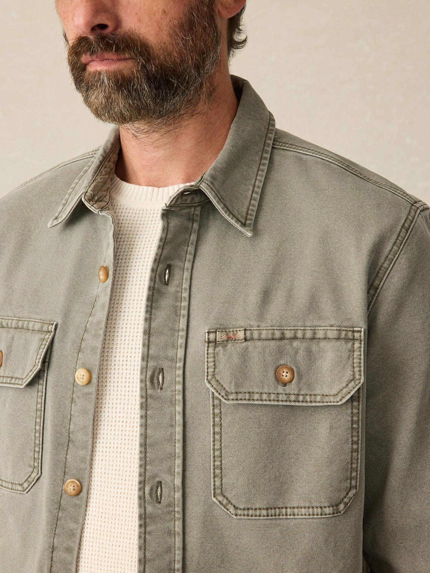 Faherty Sunwashed Canvas Cpo Shirt in aspen olive - men's shirt - view 4