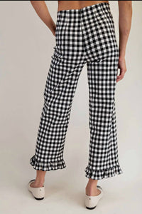 Ee:Some - Gingham Ruffle Pants