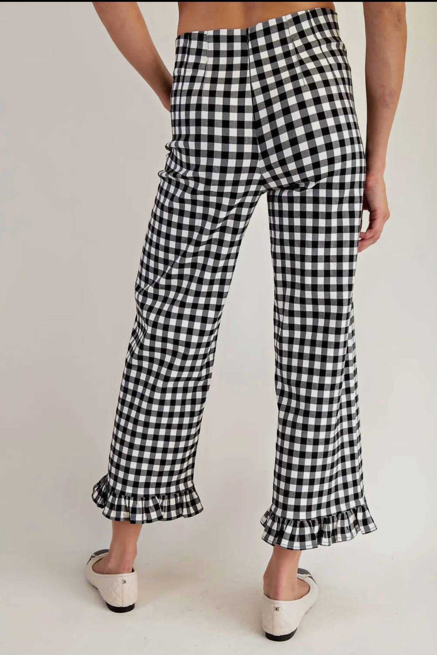 Ee:Some - Gingham Ruffle Pants