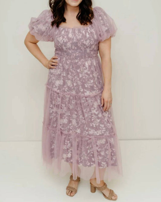 Listicle - Shea Floral Dress With Sheer Overlay