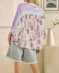 Oli & Hali - Washed Rib Crossed Patchwork Top