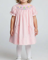 Delaney - Girls' Smocked Birthday Cake & Balloons Bishop Dress