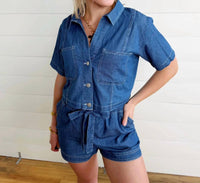 Blu Pepper - Collared Button Down Boxy Top