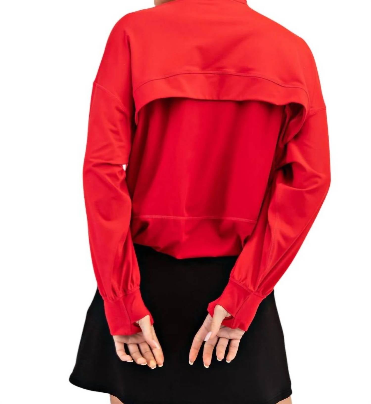 RAE MODE Oversized Active Magic Jacket in true red - women's jacket - detail view